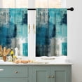 thumbnail image 3 of Kitchen Curtains Sets for Windows 3 Piece Teal Kitchen Curtains Valances 36 Inch Length Kitchen Window Curtains Turquoise Gray Kitchen Window Treatments for Cafe Living Room Window Decor,Teal, 3 of 5