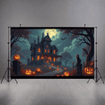 thumbnail image 5 of Halloween Theme Haunted House Design Spooky Black Cat Jack O Lantern Banner for Halloween Party Decoration Outdoor Indoor, 5 of 9