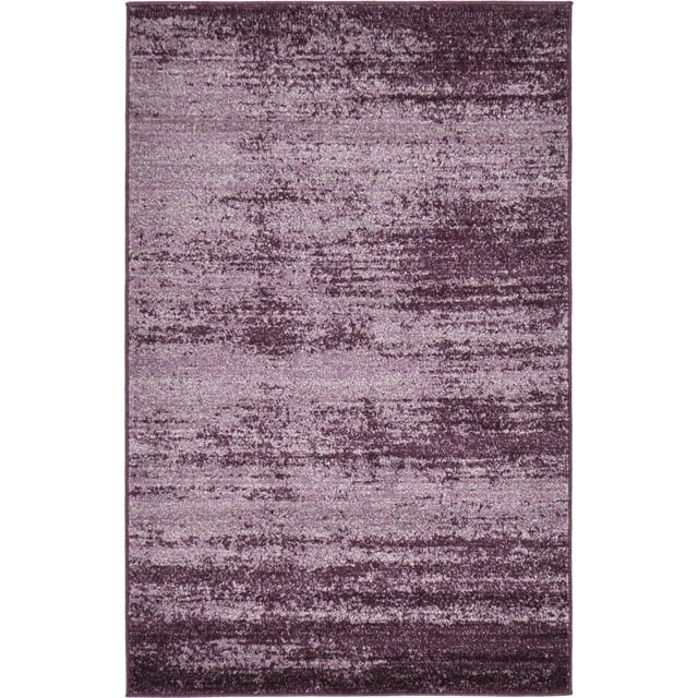 Unique Loom Del Mar Collection Contemporary Transitional Area Rug, 3 Feet 3 Inch x 5 Feet 3 Inch, Violet/Eggplant Purple