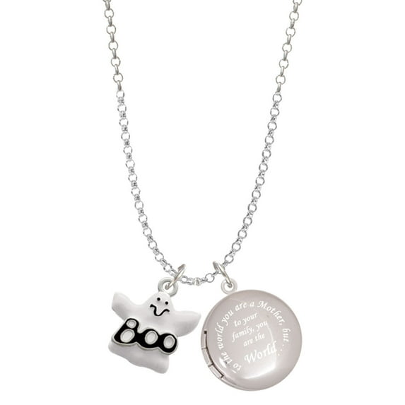 Delight Jewelry Silvertone BOO Ghost To the World You are a Mother Locket Necklace