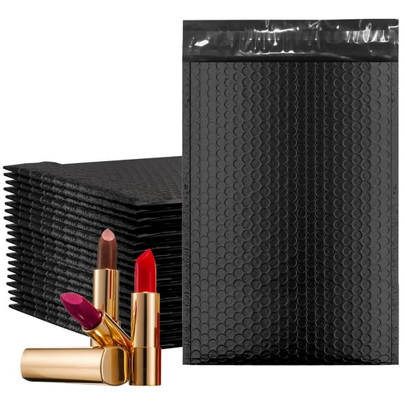 Black Metallic Bubble Mailers, Opaque Padded Self-Seal, 25 Count, 4 x 7 in