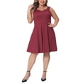 thumbnail image 2 of Agnes Orinda Plus Size Sleeveless Dress for Women Sweetheart Neck A-line Cocktail Bridesmaid Party Short Dress 1X Wine Red, 2 of 6