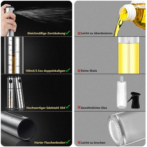 2 Pieces Oil Spray Bottle, Stainless Steel Cooking Sprayer