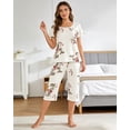 thumbnail image 4 of MyFav Women's Capri Pajama Sets Plus Size Sleepwear Top with Capri Pants 2 Piece Loungewear Set,2XL, 4 of 7