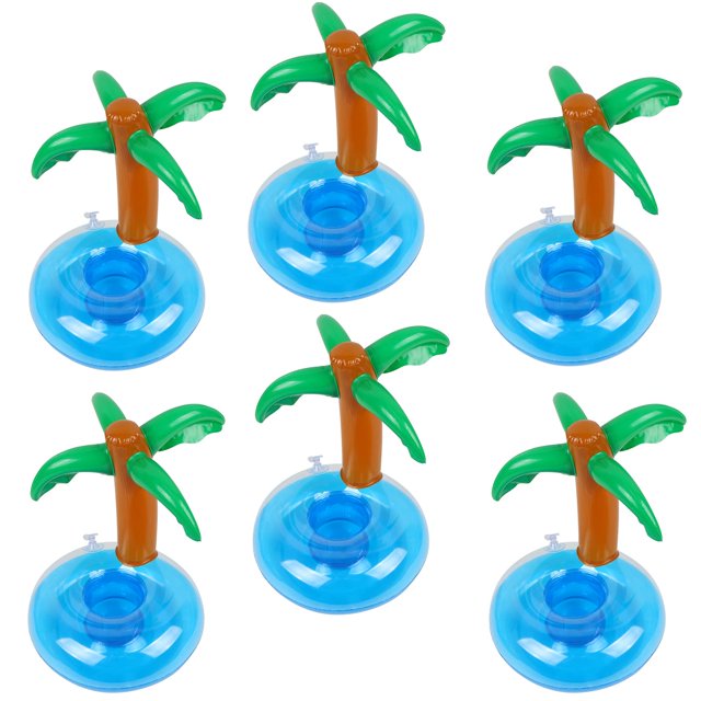 Soporte inflable para bebidas LIYDE Palm Tree, paquete de 6, para fiesta en la piscina