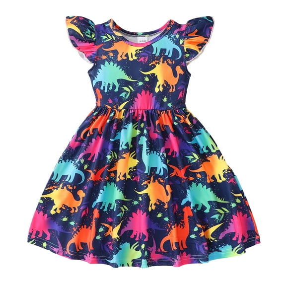 LOVEBAY Toddler Baby Girl Flutter Sleeve Swing Sundress Dress Beach Dress Casual Playwear Sundress Dresses