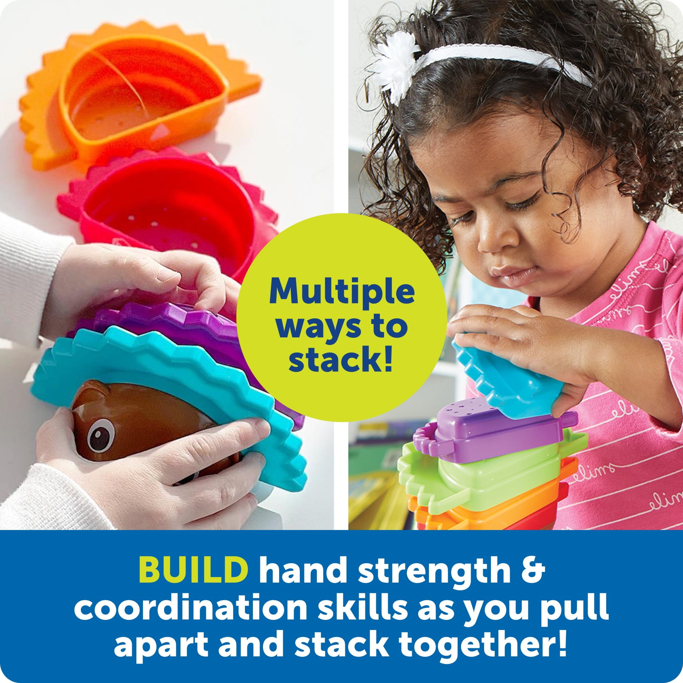 Learning Resources Spike the Fine Motor Hedgehog Rainbow Stackers  Preschool Toys For Boys and Girls Ages 18 months