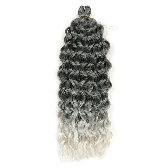 XmhyTop Deep wavy Crochet Hair Long Curly Crochet Hair for Women 18inch Ocean wave braiding hair Deep Twist Crochet Braids Synthetic Braiding Hair Extensions，Dark Grey to White