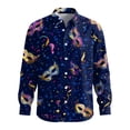 thumbnail image 5 of Fgvctg Mens Button Down Shirt Mardi Gras Carnival Party Long Sleeve Cotton Shirts Dressy Mask Print Collared Blouse Oversized Business Casual Outfits Purple 2XL, 5 of 6
