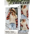 thumbnail image 5 of Xuanfei Women Contrast Color V Neck Button Down Spliced Long Sleeve Knit Sweater, 5 of 7