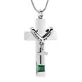 thumbnail image 2 of Customize Double Cross with Birthstone Memorial Cremation Jewelry for Ashes Holder Urn Necklace for Ashes of Loved One Ashes Pendent for Ashes and Chain -Forever in My Heart, 2 of 2