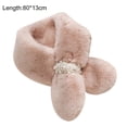 thumbnail image 5 of Eoperou Cross Scarf Faux Pearl Buckle Thickened Cold Resistant Faux Hare Fur Women Collar Scarf for Hiking, 5 of 7