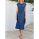 thumbnail image 4 of Vestido midi Happy Sailed, manga corta, cuello vuelto, azul marino, 4 of 4