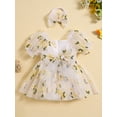 thumbnail image 3 of Bagilaanoe Newborn Baby Girl Romper Dress Embroidery Puff Short Sleeve Bodysuits + Headband 6M 12M 18M 24M Infant Patchwork A-line Dresses, 3 of 9