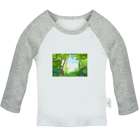 

Nature Pattern Jungle T shirt For Baby Newborn Babies T-shirts Infant Tops 0-24M Kids Graphic Tees Clothing (Long Gray Raglan T-shirt 18-24 Months)
