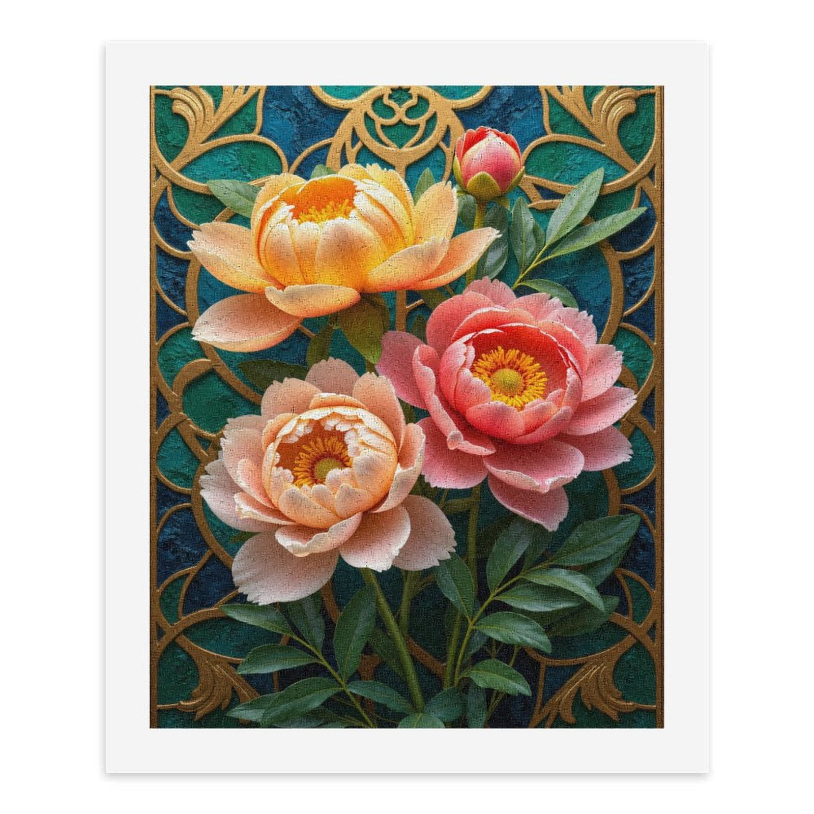 Paint By Numbers Kit for Adults Beginner - DIY Ornate Floral Design Blossoms Art Canvas Painting Kits for Adults, Frameless Paint By Number for Adults for Home Wall Decor 16x20 Inch