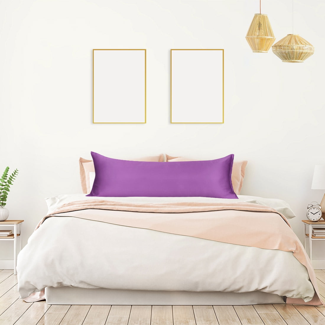 Unique Bargains Silky Satin Zippered Body Pillow Cover, 21" x 54", Purple