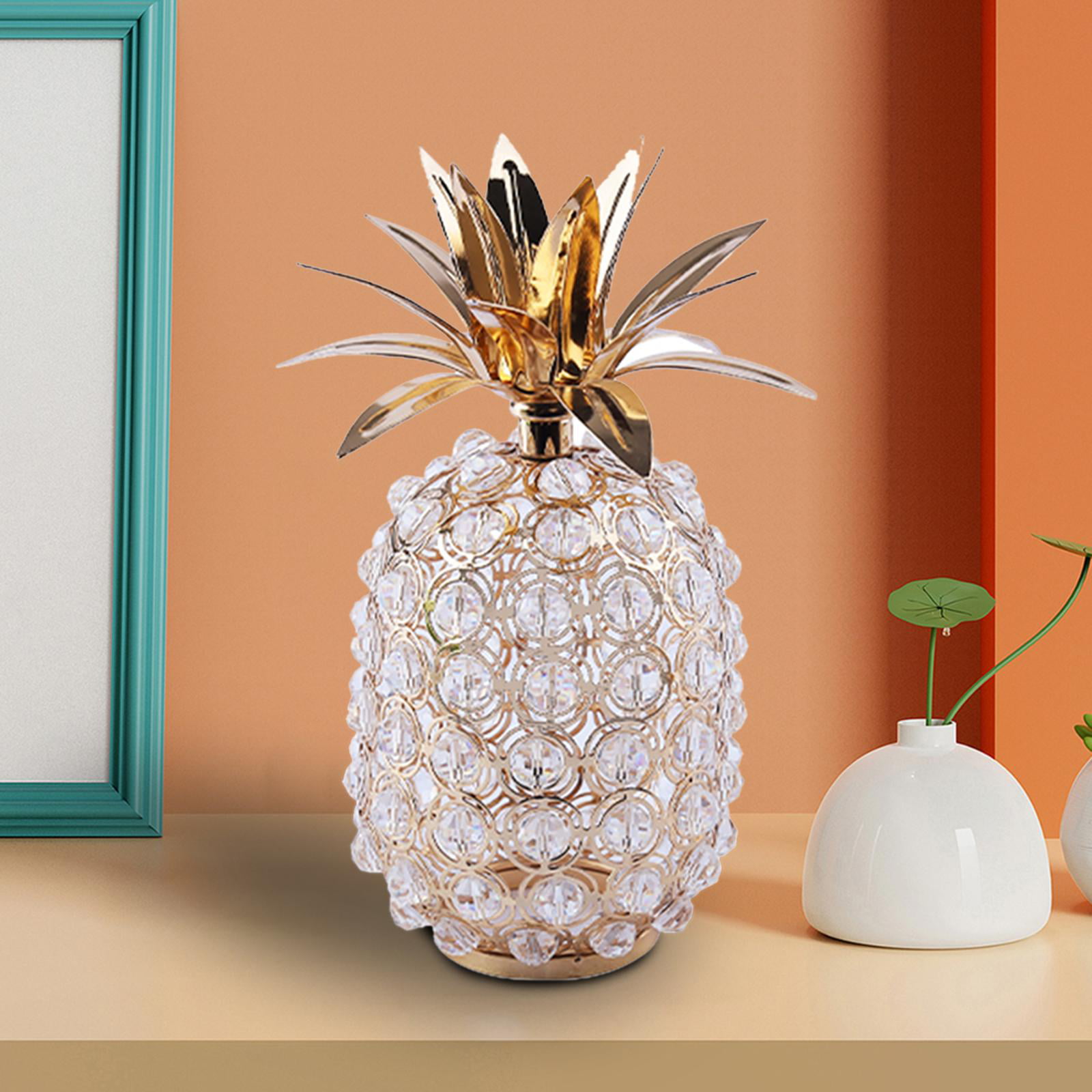 Premium Home Decor | Small Size Glass Crystal Pineapple | Golden Pineapple  | 3D Crystal Pineapple | Car Dashboard Display | Decorative | Fruit
