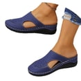 thumbnail image 6 of Miluxas Women's Breathable Hollow Cutout Wedge Slide Mules, Backless Slip On Platform Orthopedic Walking Clogs, Non Slip Soft Leather Casual Shoes Blue 7.5(40), 6 of 7