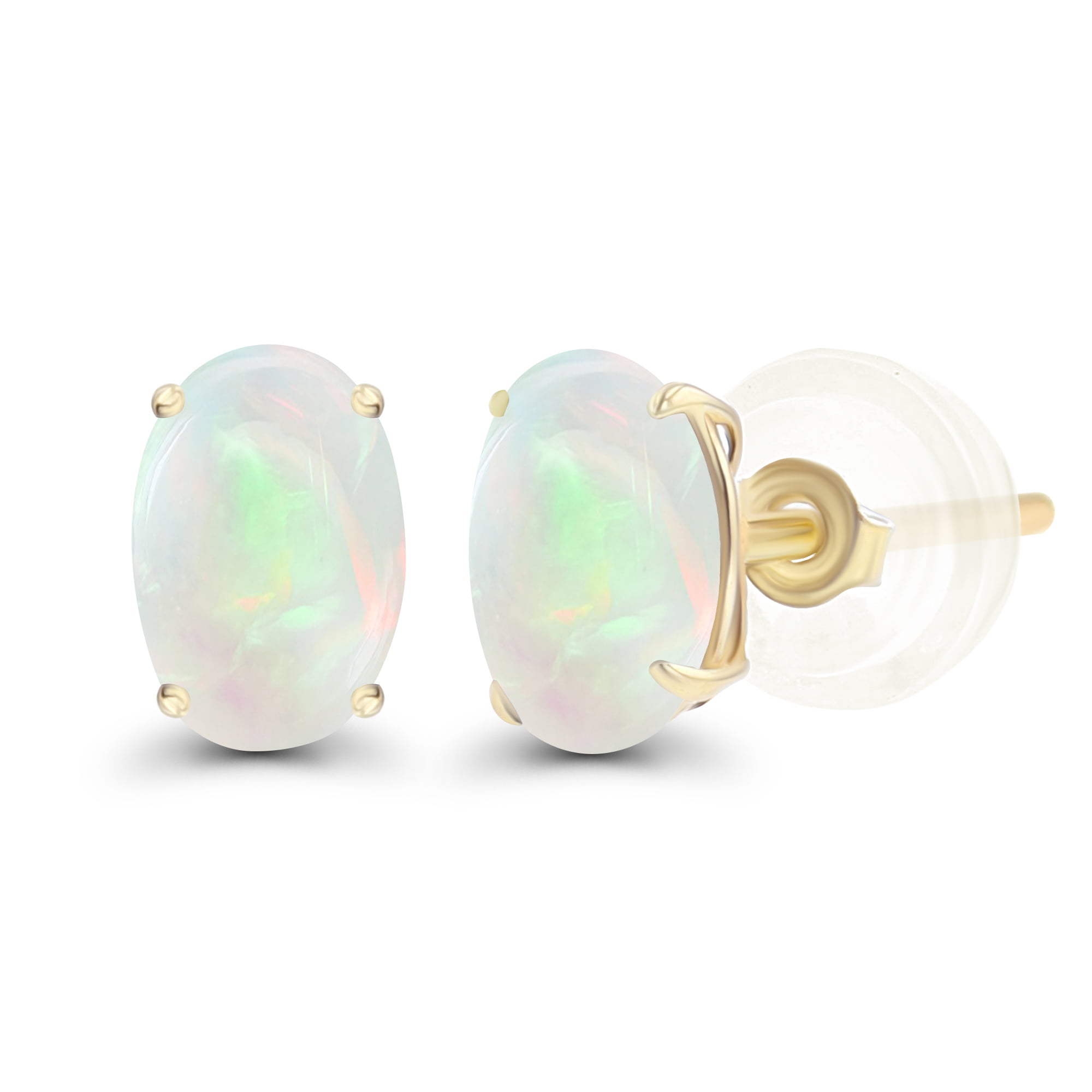 Solid 14K Gold or 14K Gold Plated 925 Sterling Silver Yellow White or Rose Gold 7x5mm Oval Genuine Or Created Gemstone Birthstone Stud Earrings 