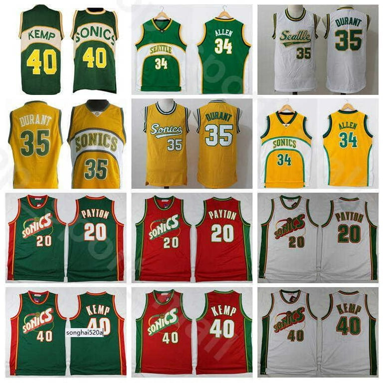NBA_ Men Basketball Shawn Kemp Jersey Gary Payton Kevin Durant Ray Allen Stitched Green Yellow White Red Home Away Breathable Wholesale''nba''jersey