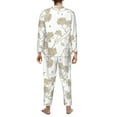 thumbnail image 5 of Kll Vintage Stylized White Color Sleepwear Mens Flannel Pajamas,Long Cotton Pj Set, 5 of 9