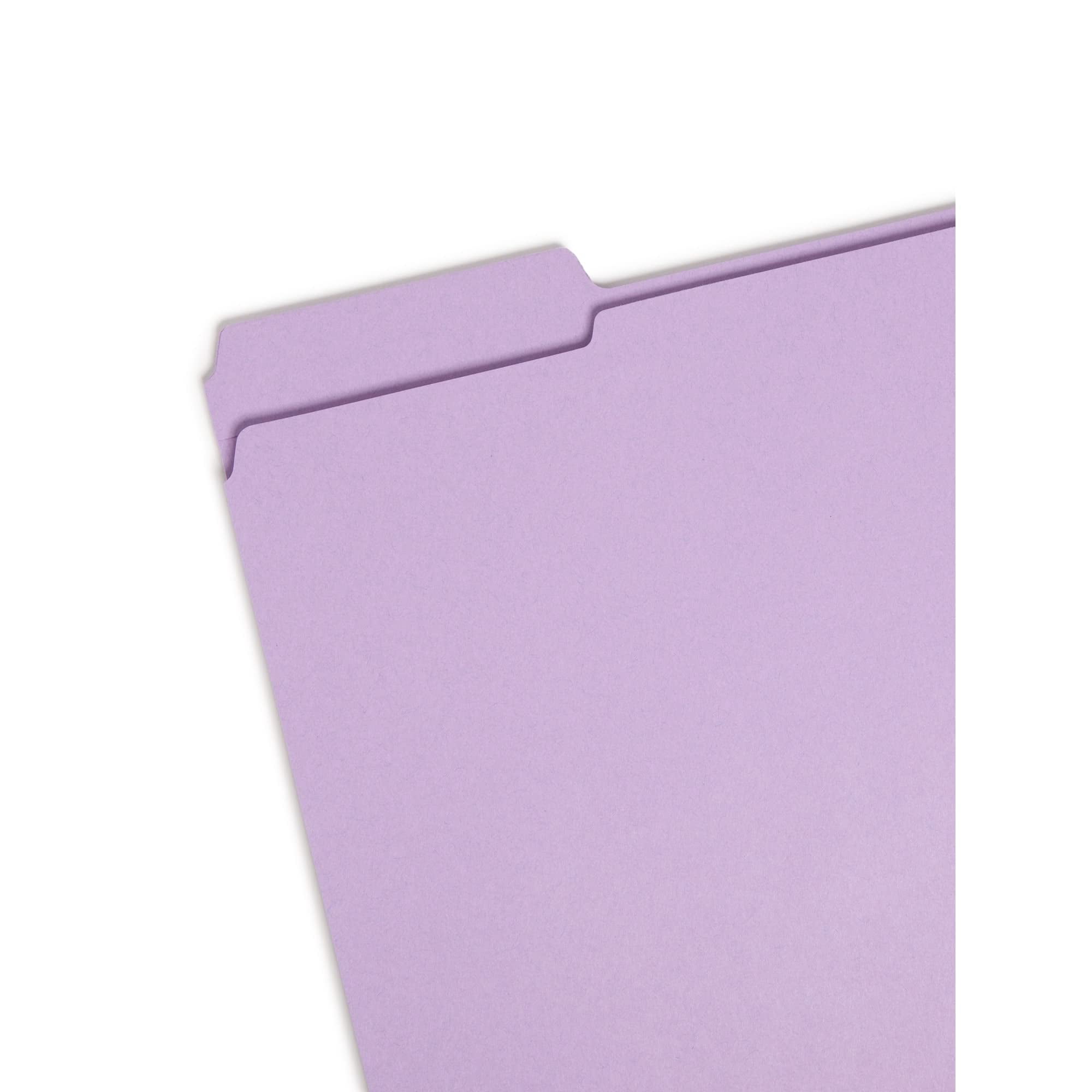 Smead® Color File Folders, With Reinforced Tabs, Letter Size, 1/3 Cut, Lavender, Box Of 100