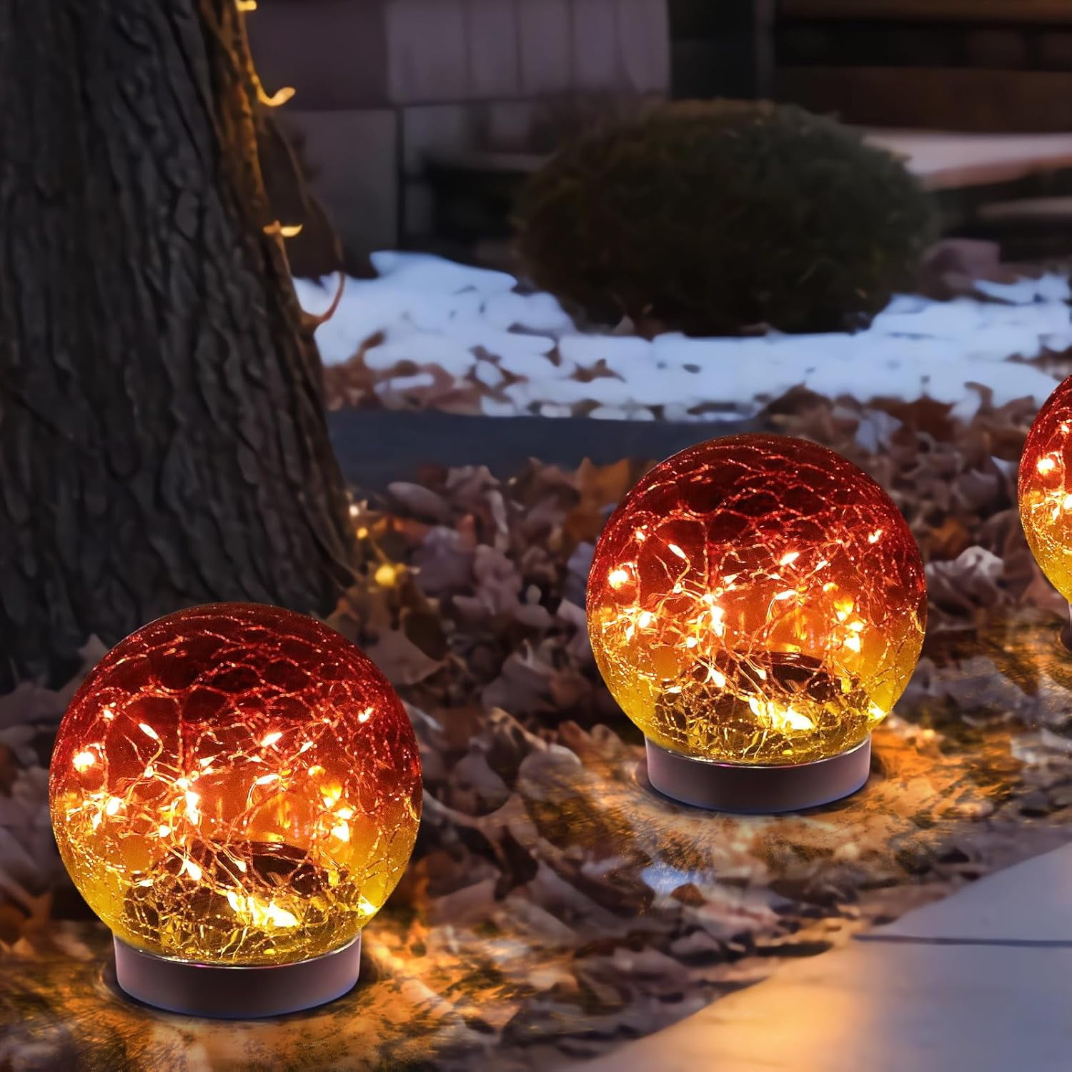 1 Pack Solar Globe Lights Outdoor Waterproof-Solar Balls-Solar Garden Lights-Orbs Cracked Glass Ball for Lawn Patio Yard Backyard Decorations