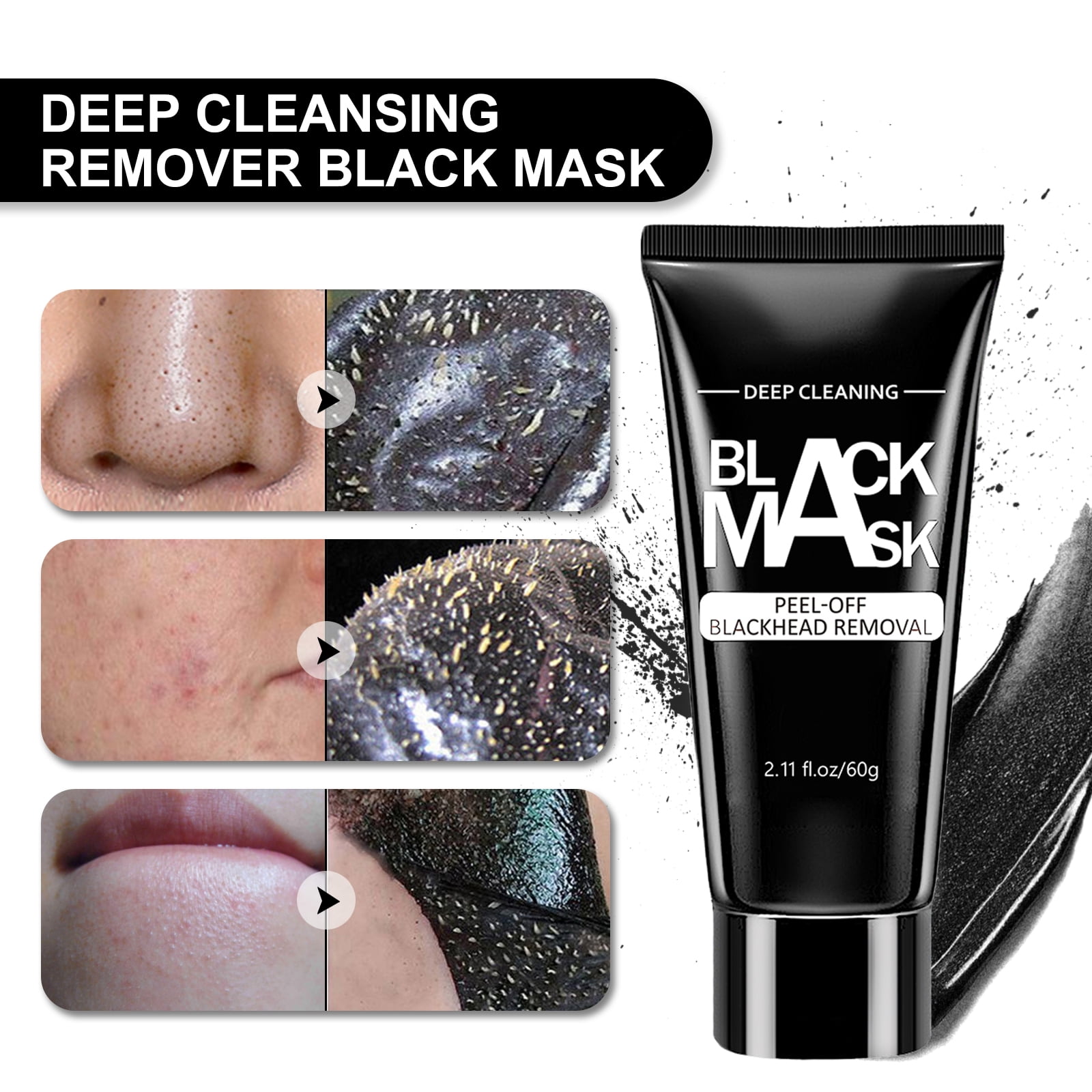 Blackhead Remover Mask Kit, Peel Off Mask, Charcoal Face Mask for Face Nose Blackheads Pores Acne, Blackhead Facial Mask (2.12Fl.oz） - Walmart.com