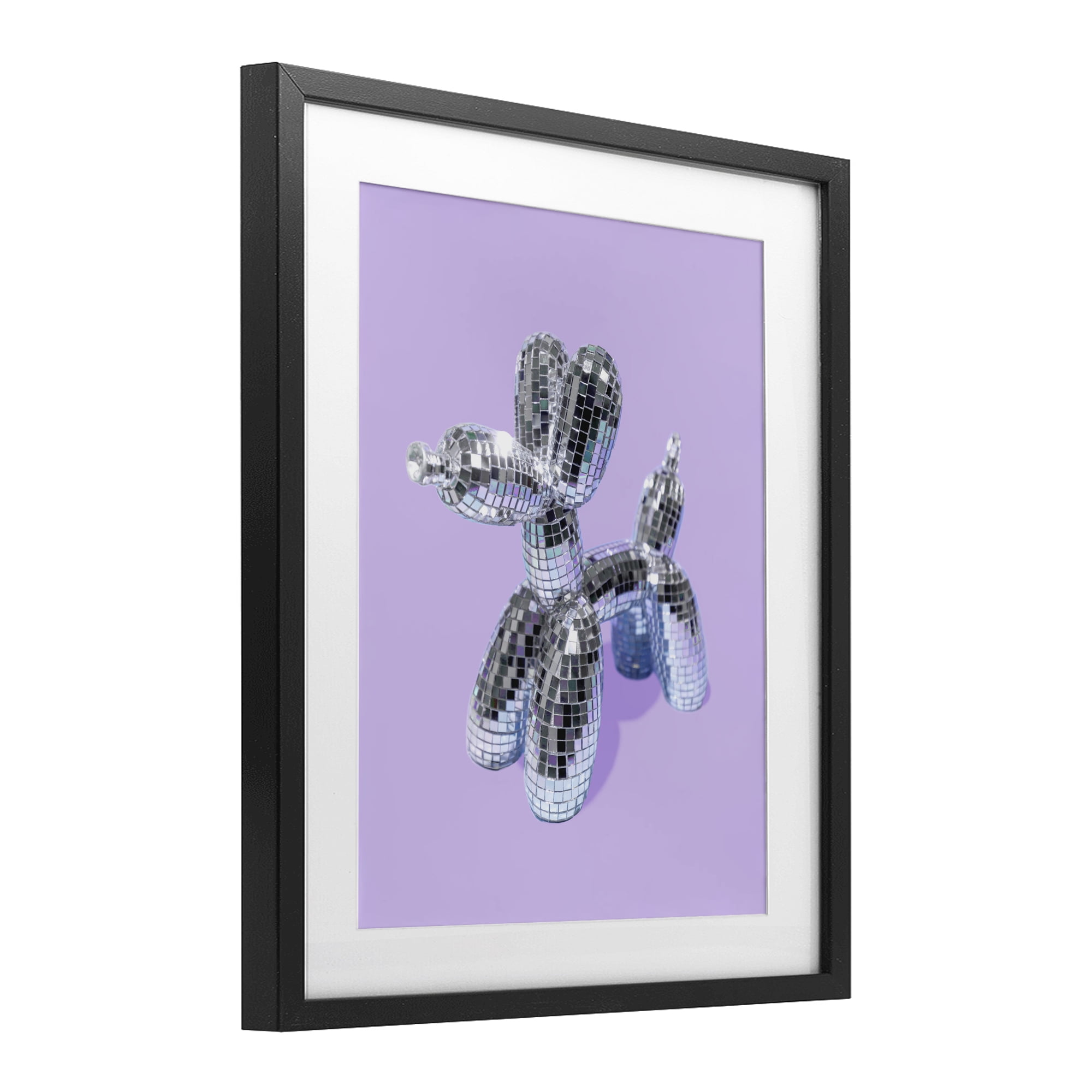 Stupell Industries Disco Balloon Animal on Lilac Black Framed Print Under Glass, design by LISH Creative