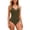 Army Green, variant on Womens One Piece Swimsuits with Built-in Padding V-Neck Pleated Bathing Suits Summer Vacation Spaghetti Strap Swimwear