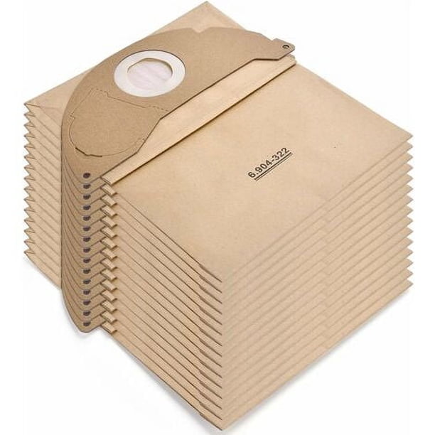 15 bolsas de repuesto para aspiradora Karcher WD2 Mv2 6.904-322.0 WD 2.200 WD2250 A2004 A2054 A2099, bolsas de filtro de papel para aspiradora en seco y húmedo, bolsa para accesorios premium Karcher