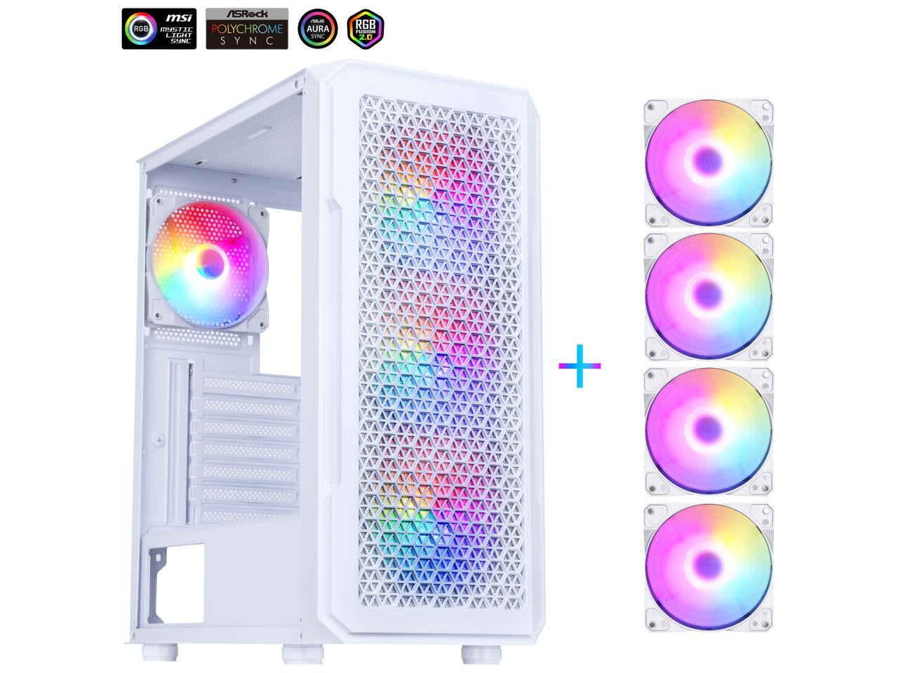 DIYPC S3-TG-LED White USB3.0 Steel/ Tempered Glass ATX Mid Tower Gaming Computer Case w/Tempered Glass Panel and 4 x 120mm Autoflow Rainbow LED Fans x Front (Pre-Installed) - Walmart.com DIYPC S3-TG-LED White USB3.0 Steel/ Tempered Glass ATX Mid Tower Gaming Computer Case w/Tempered Glass Panel and 4 x 120mm Autoflow Rainbow LED Fans x Front (Pre-Installed) - Walmart.com