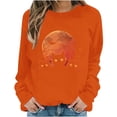thumbnail image 5 of Idoravan Womens Tops Long Sleeve Shirts for Women Women's Loose And Casual Halloween Printed Long-sleeved Round-neck Capless Sweater Orange XL, 5 of 6