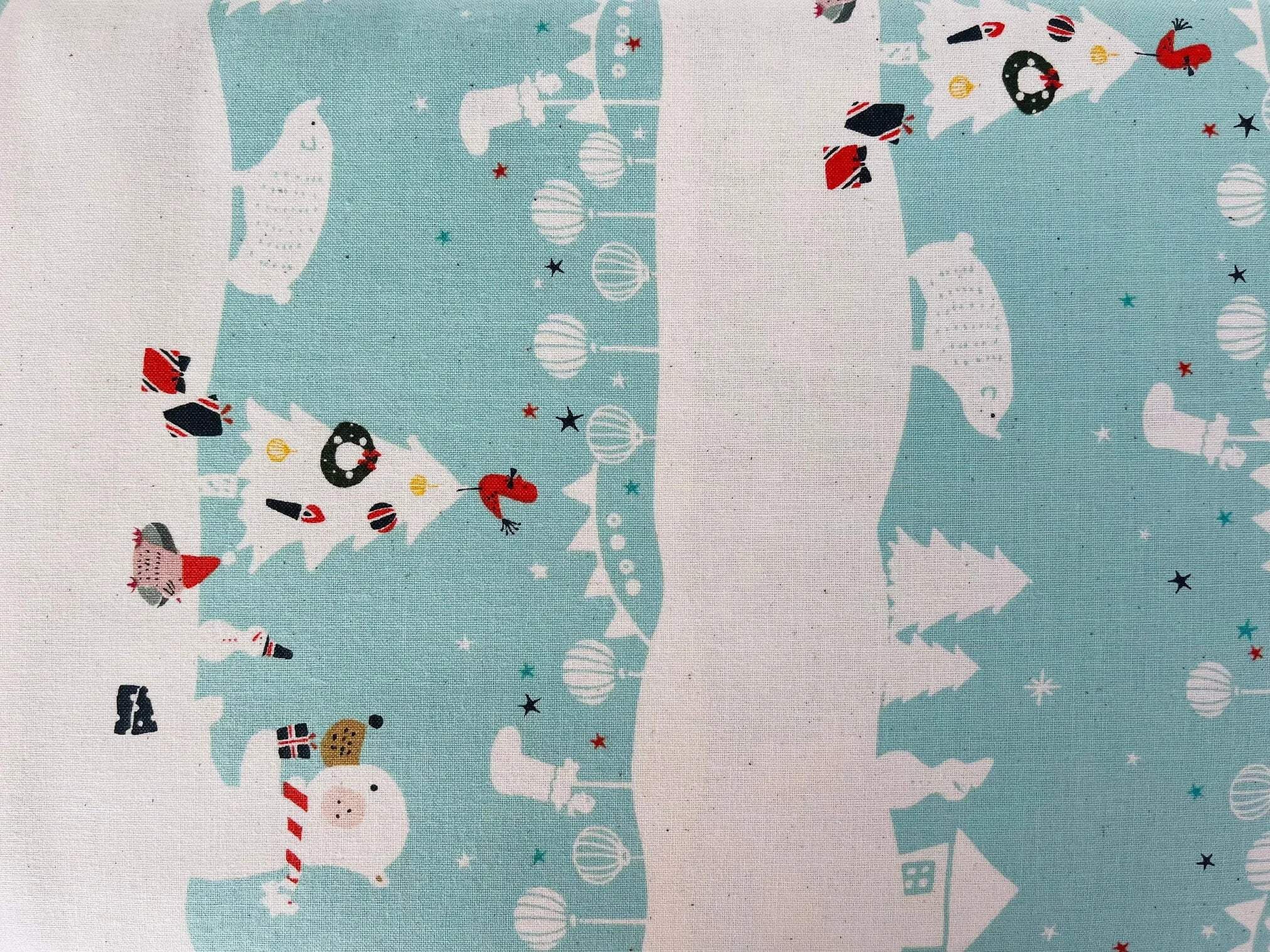 Waku Waku Christmas-Mr Polar Bear-Aqua Unbleached Fabric-Naocom-Cotton+ Steel