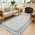 thumbnail image 3 of Grey Framed Area Rugs for Living Room Washable Rugs Boho Moroccan Area Rug Soft Neutral Geometric Bohemian Carpet Distressed Indoor Rug for Bedroom Dining Room Office Foldable Nonslip Rug, 3 of 9