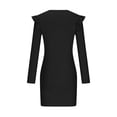thumbnail image 6 of safuny Women's Knee Length Pencil Dress Solid Diamond Holiday Elegant Leisure Zipper Long Sleeve Retro Fashion Winter Scoop Neck Fall Dress Black L, 6 of 7