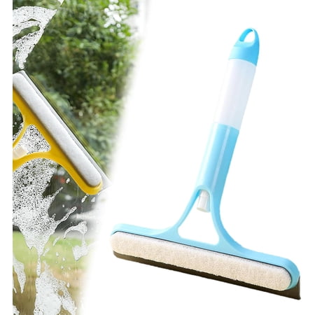 3 in 1 Window Cleaning Scraper - 3 in 1 Squeegee for Window Cleaning, All-Purpose Spray Windows Squeegee Cleaner Tool with Spray Bottle, Glass Scraper, for Windows, Walls, Windshields (Blue)