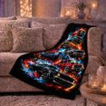 thumbnail image 6 of Bold Muscle Cars Rising Flames, Cozy Friendship Quote Scene, Warm Flannel Blanket for Living Room and Reading Nook, Art Lovers Friendship Gift, Artistic Home Decor, 6 of 9