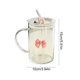 thumbnail image 3 of Vaso de agua de vidrio de 1 litro con tapa y pajita, vaso grande de 35 onzas con decoración de mariposa desmontable, vaso reutilizable para bebidas frías, ideal para el hogar, la oficina y, 3 of 6