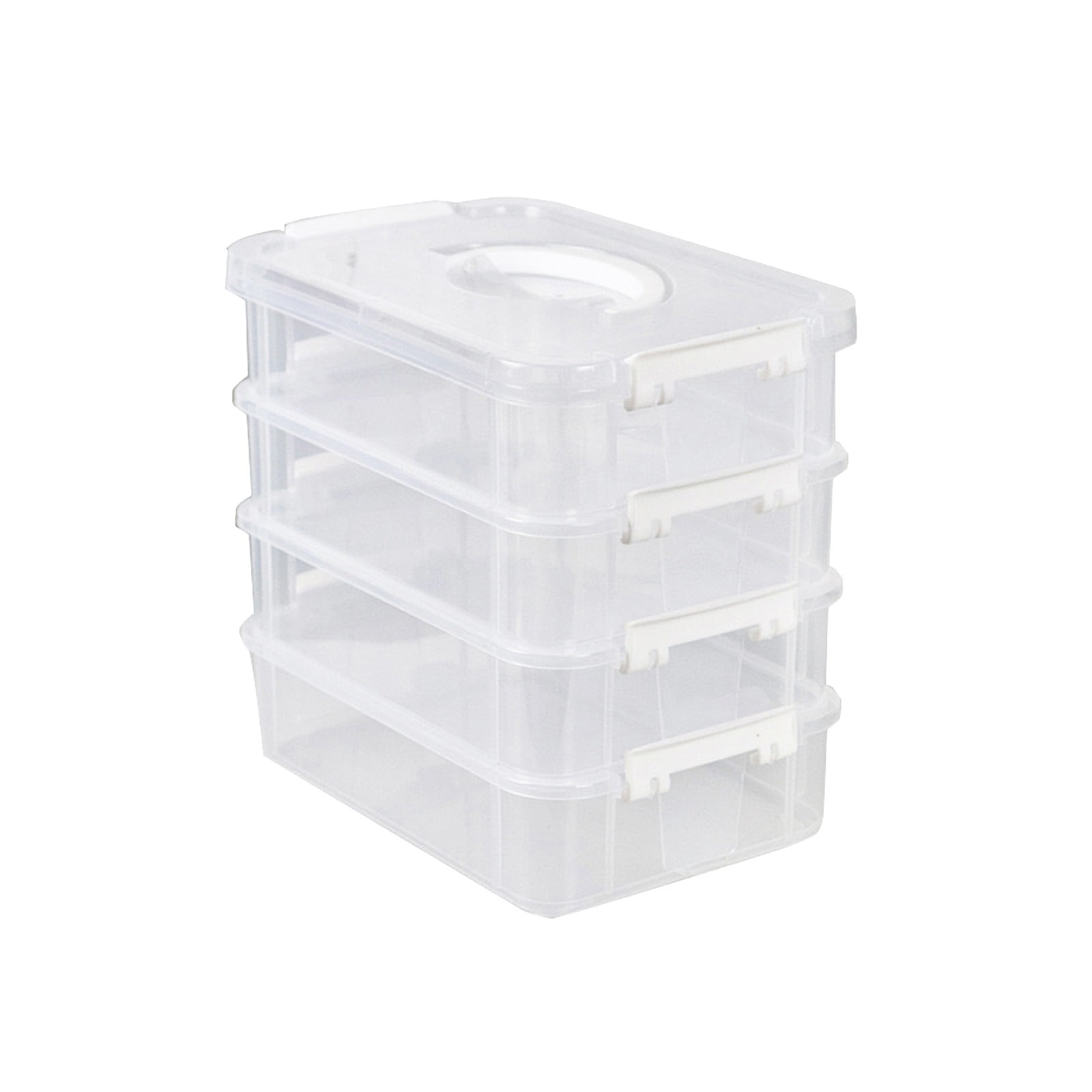 Craft Organizers and Storage, 4-Layer Durable Sewing Organizer for Sewing Supplies with 2 Removable Trays, DIY Kit Container for Seasonal Decor, Tool, Scrapbook and Art Supplies