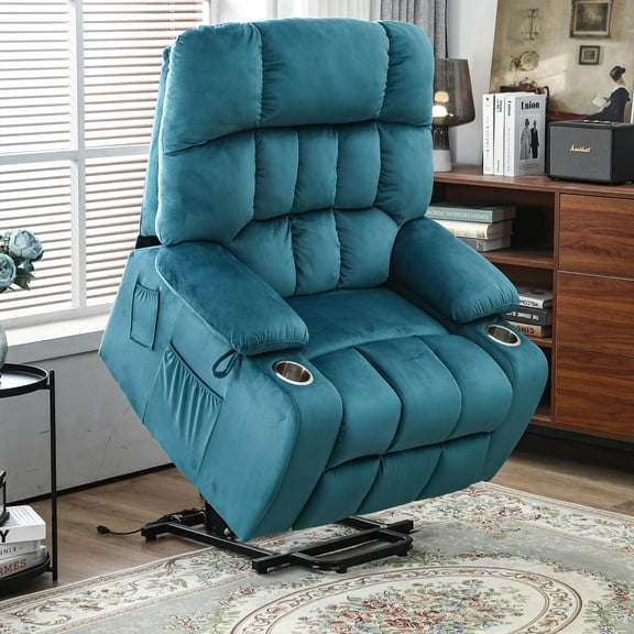 LEGAHOME Large Power Lift Recliner, Wide Seat Lift Chair for Big and Tall, Fabric Reclining Sofa with Heat and Massage, Dark Green
