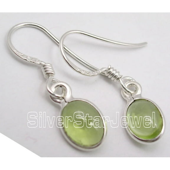 SilverStarJewel 925 Solid Sterling Silver Natural Peridot Inexpensive Dangle Earrings 1"