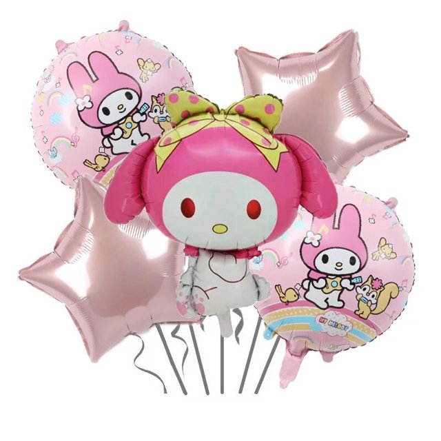 Sanrio-Juego de globos de dibujos animados My Melody Kuromi Cinnamonroll, tema de fiesta de cumpleaños, decoración de escena de fotografía, regalo para niña y niño