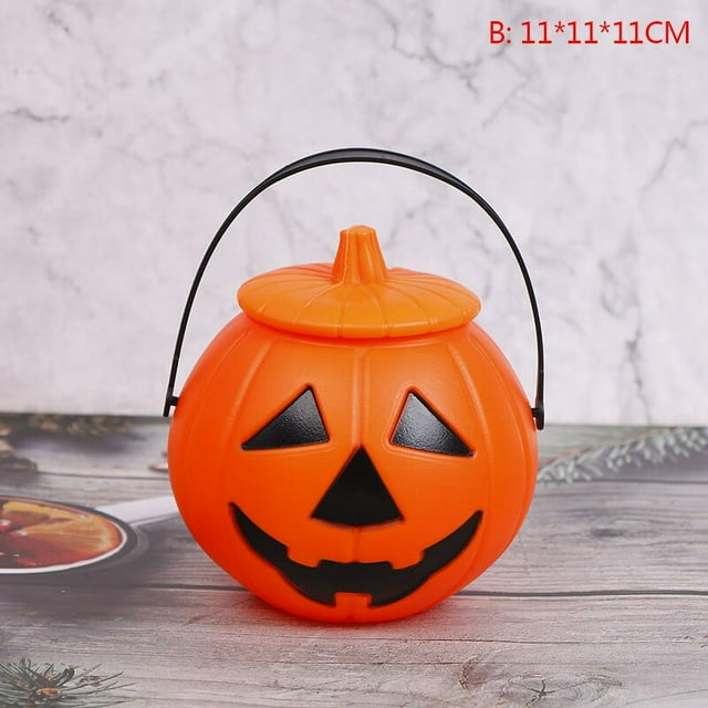 Halloween Christams Party Props Plastic Pumpkin Bucket Candy Box Halloween Decor