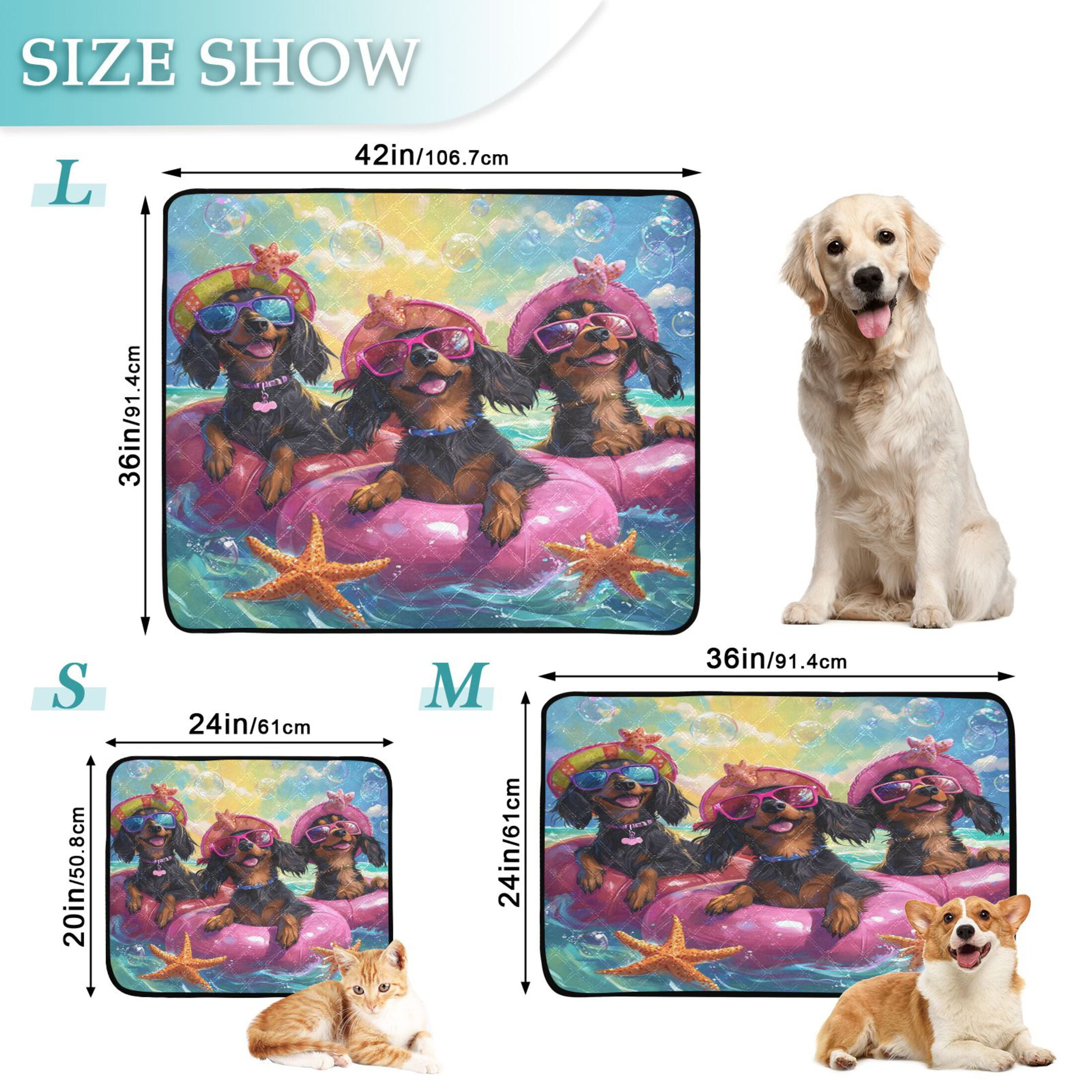 Qxltty Summer Dachshunds Cat litter Pads Pet Set of 2 Diaper Mats Center Anti-leakage Layer Absorbent Soft and Comfortable