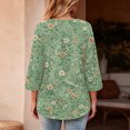 thumbnail image 7 of Womens Floral Print Tops Casual 3/4 Sleeve Tunic Shirts Loose Fit Crew Neck Blouses Lightweight Spring Summer Tops, 7 of 7