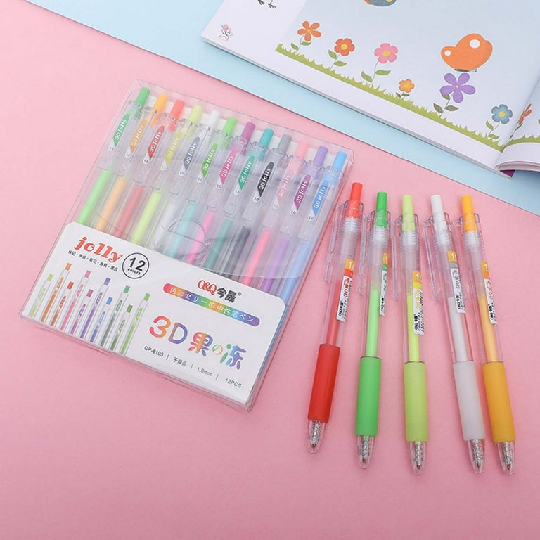 Vikakiooze Back to School Supplies, 3D Jelly Pen,12 Colors 3D  Three-Dimensional Jelly Pen 1.0mm Painting Set Color Graffiti Marker Pen  Press Hand Marker 10ml 