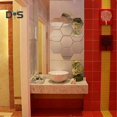 thumbnail image 4 of Hexagonal Self Adhesive Mirror Effect Wall Sticker Living Room Decal Decor, 4 of 5