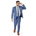 thumbnail image 4 of Slim Fit Men Suit Micro Textured Weave 2 Button Notch Collar AZAR 11812 (42 Short 36 Waist 30 Length, Slate Gray), 4 of 6